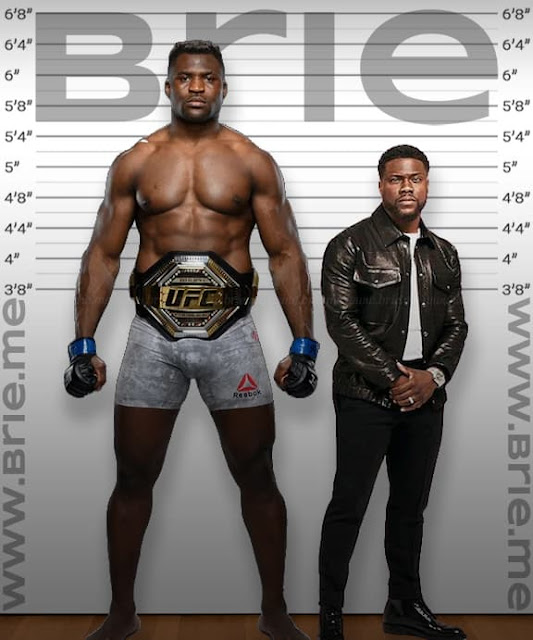 Francis Ngannou height comparison with Kevin Hart