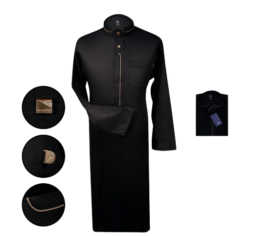 Jubah Hitam Kancing Emas/Perak