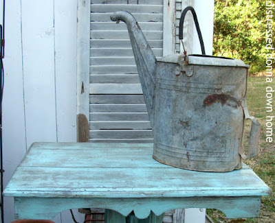 Table make over, primitive, patina, prairie style, Krylon Cool Ocean Breeze