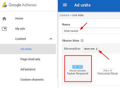 Memilih jenis unit iklan adsense