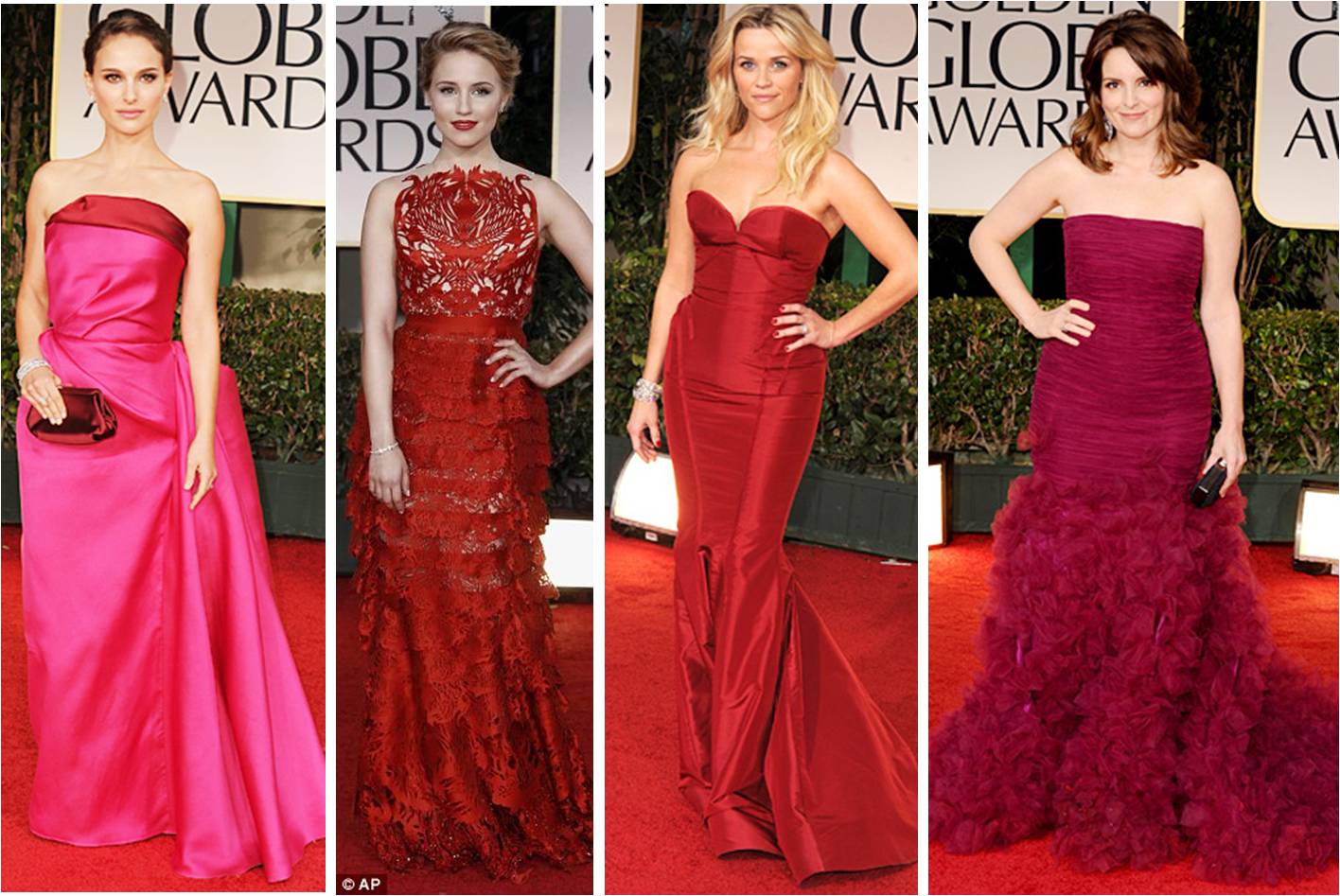 2012 Golden Globe Red Carpet Best Dressed in Strawberry Shades