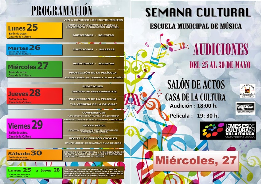 MIÉRCOLES 27. Programación de Actividades