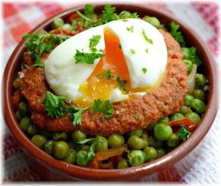 Huevos sobre Colchón de Guisantes