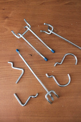 various sizes of pegboard hooks