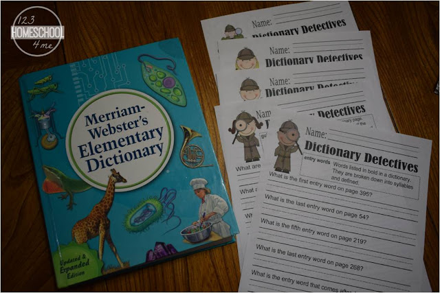 dictionary worksheets for kids