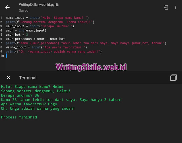 Membuat chatbot sederhana di python dengan fungsi input()