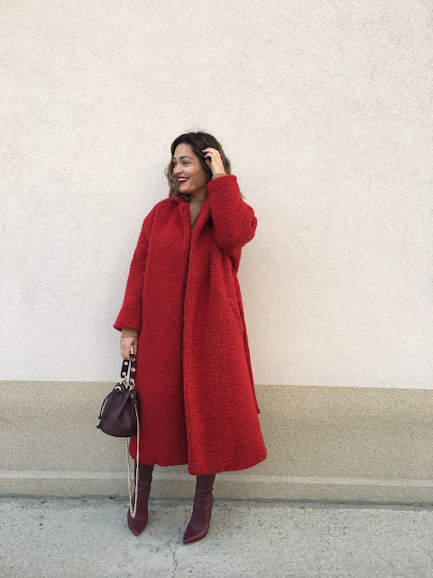 Teddy coat, teddy red coat, red coat, winter coat, OTK boots, burgundy OTK boots, red OTK boots, winter outfit, spring outfit, toronto fashion blogger, best toronto street style, best of belgrade style