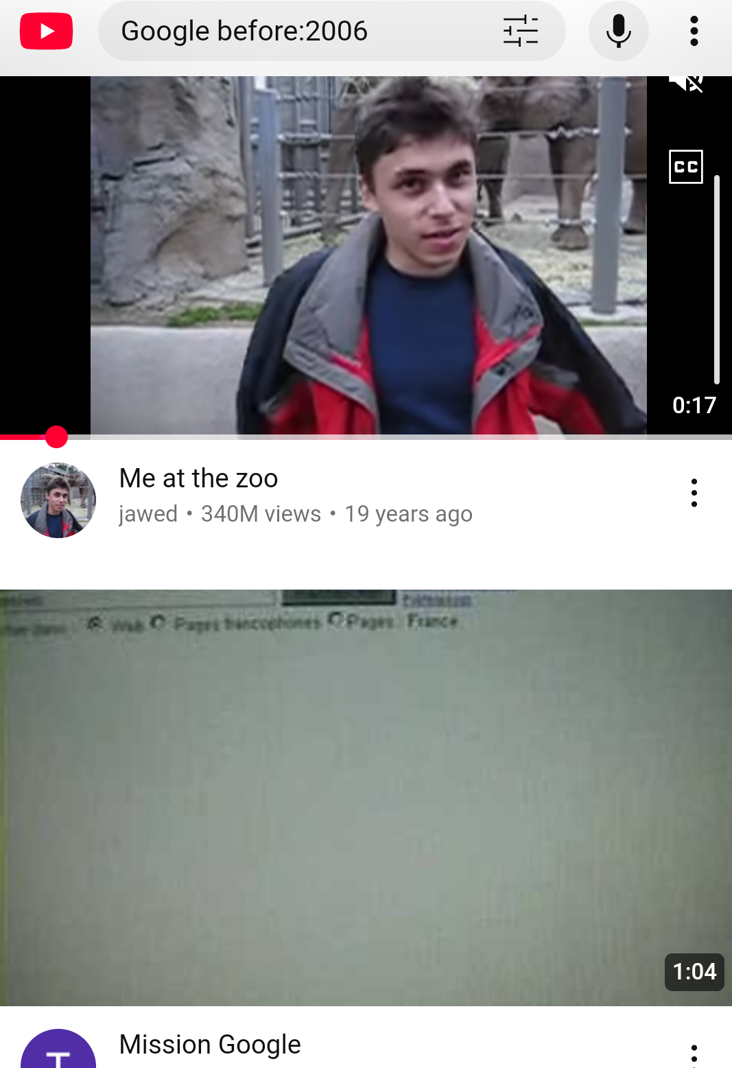 A hidden method on YouTube that allows you to access the first historical videos