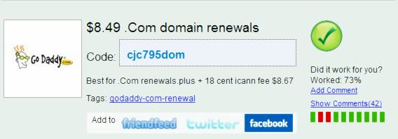 .Com Godaddy renewal coupon