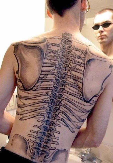 Skeletal back tattoo Link Kidney tattoo Link 