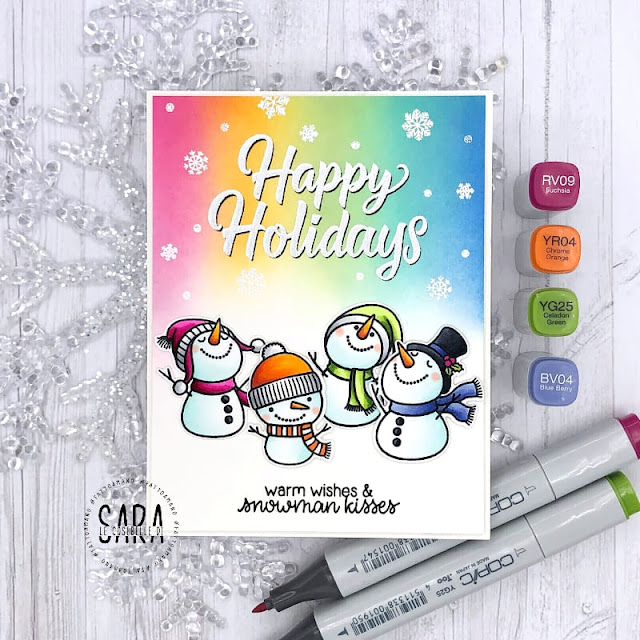 Sunny Studio Stamps: Snowman Kisses Holiday Card by Sara Zoppi (featuring Holiday Greetings)