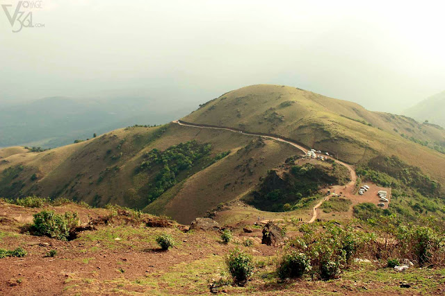 View of the parking area from the peak