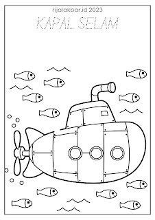 buku mewarnai kapal selam