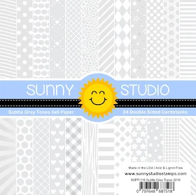 Sunny Studio Stamps: Subtle Grey Tones Gray & White Tone-on-Tone 6x6 Patterned Paper Pack