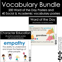 Vocabulary Bundle - 200 Vocabulary Posters, 20 Social Vocabulary Posters and 20 Academic Vocabulary Posters
