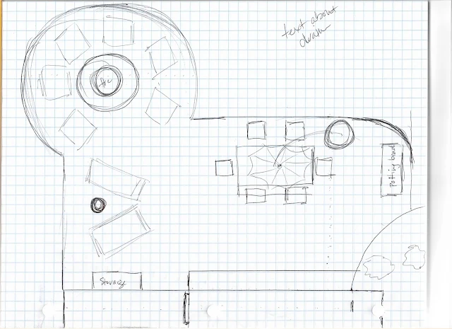 patio plans with round firepit area