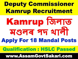 Deputy Commissioner Kamrup Recruitment 2020