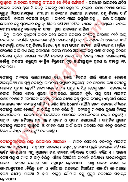 Odia rachana essay prabandha on Banya Jantu sarankhyan in Odia