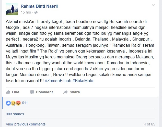  Kasus Ibu Saeni, Umat Islam Indonesia Jadi Sasaran Fitnah Media Internasional 