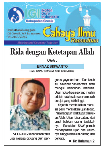 Tulisan Hari ke-8 Program Cahaya Ilmu Ramadhan tahun 2019