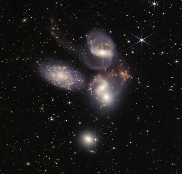 An image of a compact group of galaxies known as Stephan’s Quintet...which was unveiled by NASA on July 12, 2022.