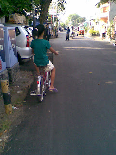 Women with a mini bike