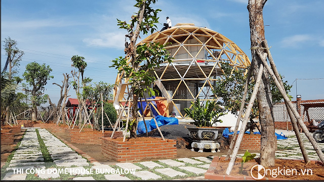 Thi công thực tế dome house bungalow ở Đồng Nai
