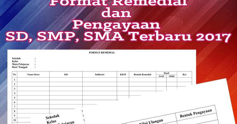 Format Remedial dan Pengayaan SD, SMP, SMA Terbaru 2017 