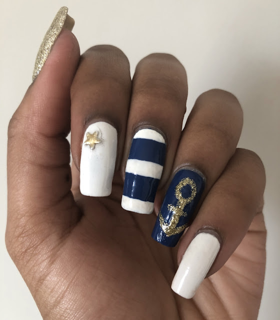 Nautical Navy Gel Nail