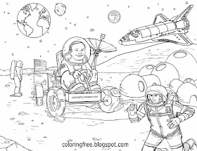 Detailed cartoon solar system red planet mars drawing space base NASA coloring pages for teenagers