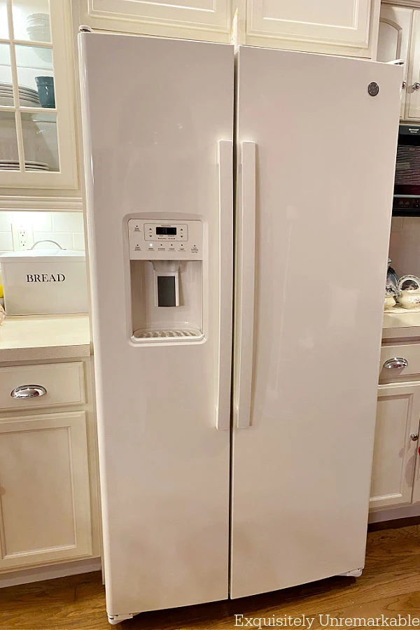 GE Bisque Refrigerator in the kitchen