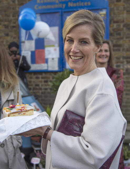 ophie, Countess of Wessex accompanied by Prince Edward, Earl of Wessex visits the Tomorrow's People Social Enterprises at St Anselm's Church, Kennington on her 50th birthda