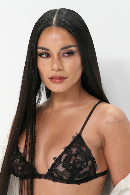 Vanessa Hudgens expose her beautiful boobs and nipples wearing see-through black bra