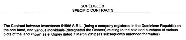 CV Resorts - The Contract between Inversiones 51588 SRL in Dominican Republic and various individuals relating to the sale and purchase of plots of land known as el Cupey dated 7 March 2012