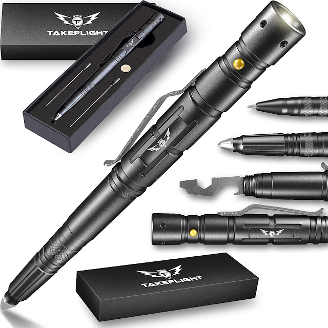 Tactical Pen for Self-Defense + LED Tactical Flashlight