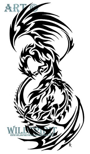 Dragon Phoenix Tattoo by Tres The tribal Phoenix tattoo is