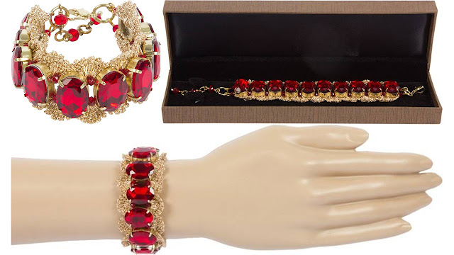 SANTAJ Silk Dori, Metal Swarovski Crystal 23K Yellow Gold Bracelet Set