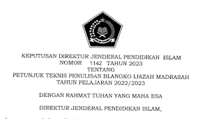 Download Petunjuk Teknis Penulisan Blanko Ijazah Madrasah Tahun Pelajaran 2022/2023