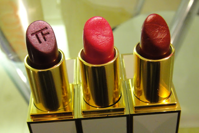 Tom Ford Lipsticks - Bruised Plum and Smoke Red Swatched