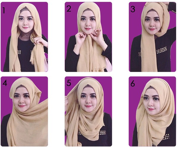 kreasi jilbab segi empat desain simple, elegan modis dan modern terbaru 2017/2018