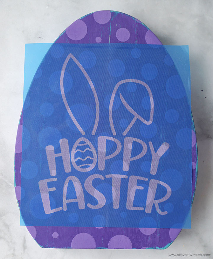 Stenciled "Hoppy Easter" Wooden Egg Sign