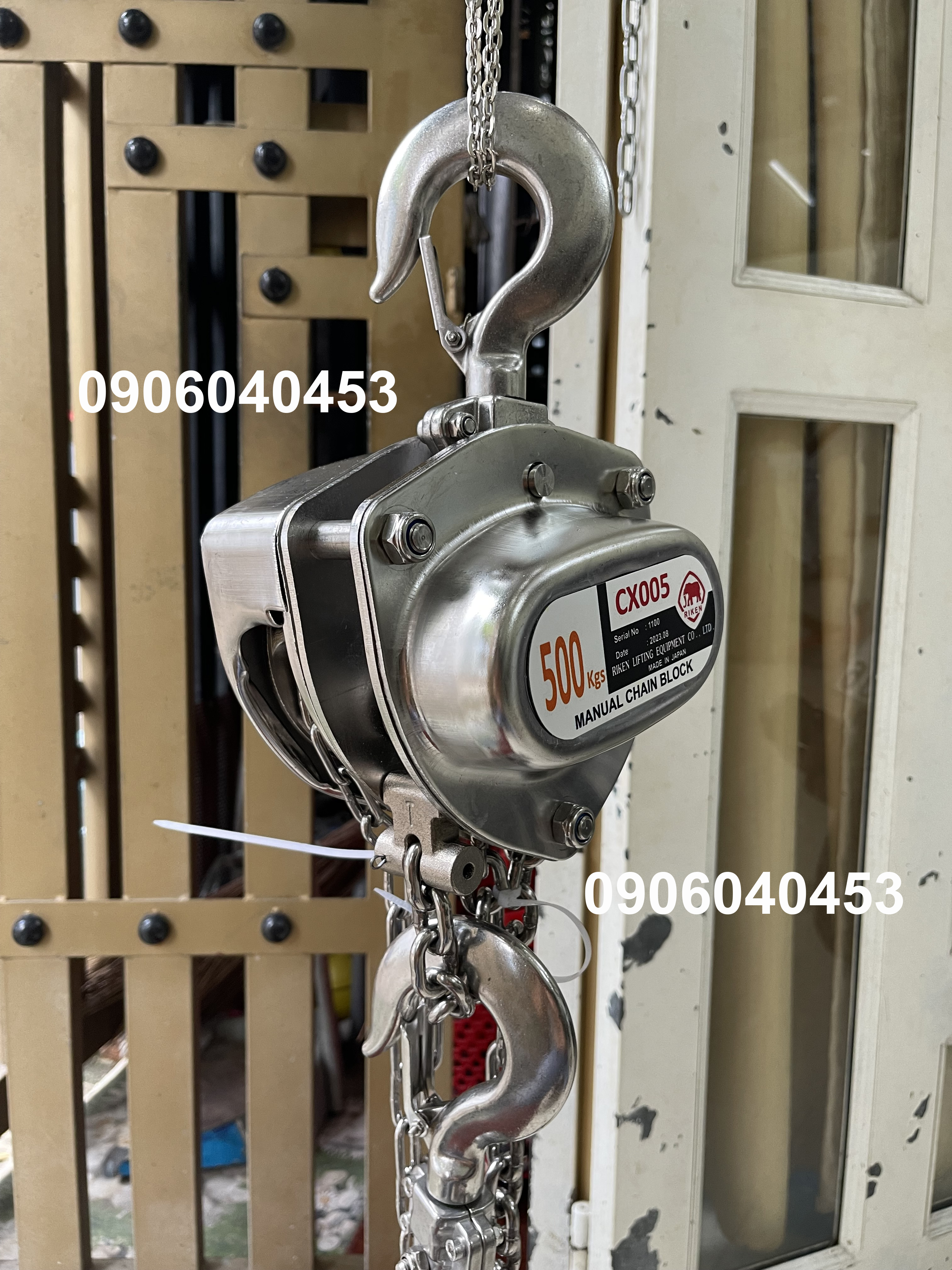 Pa lăng kéo tay inox 304 Riken 500kg CX005/ 500kgs stainless steel chain hoist CX005