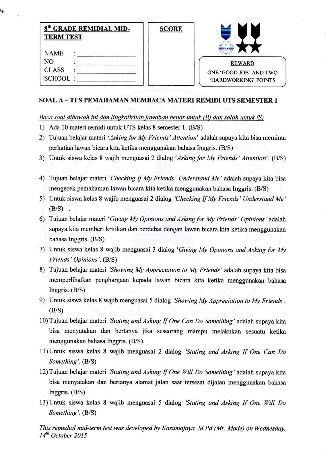 Contoh Soal Dan Jawaban Checking Understanding Kelas 8