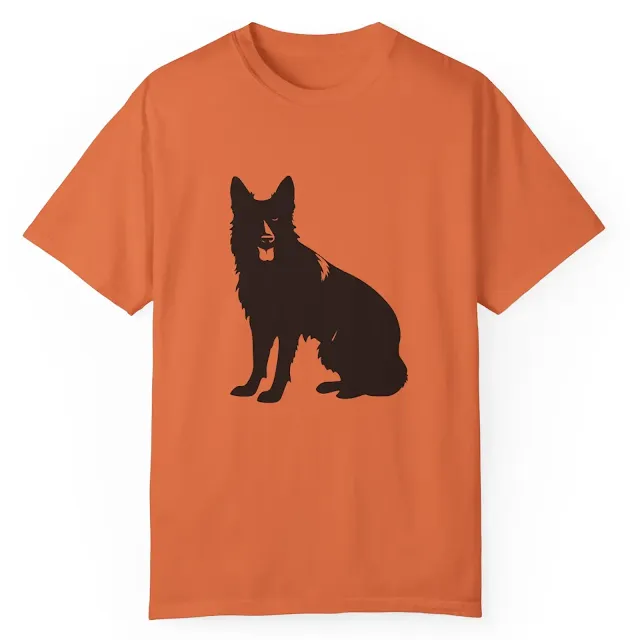 Garment-Dyed T-shirt for Men and Women With Graphic of Black German Shepherd Sloppy Sitting