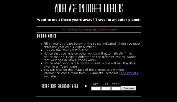 Your Age in Other Worlds