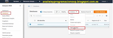 AWS Instantáneas de la base de datos MySQL