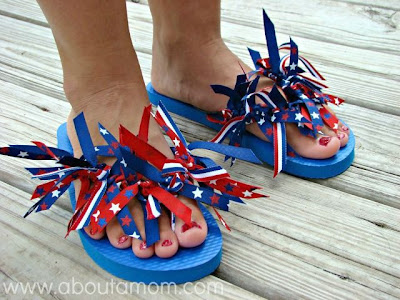 How about making a pair of patriotic sandals like this? Preschoolers will look cute and impressive on patriot day.