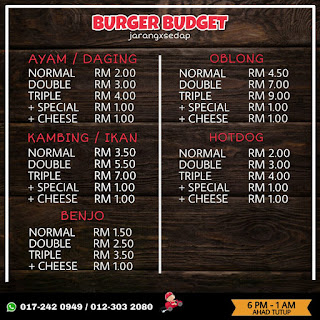 menu burger budget