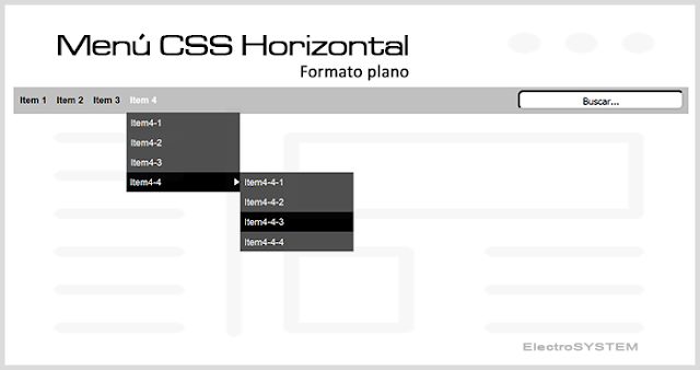 CSS pre-definidos para Menú CSS Horizontal (Formato plano)