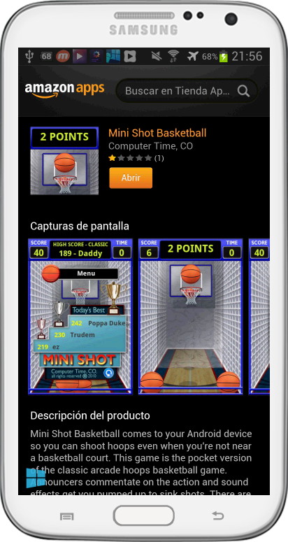 Aplicacion Recomendada:Mini Short Basketball gratis como App del Dia para android en Amazon App Store